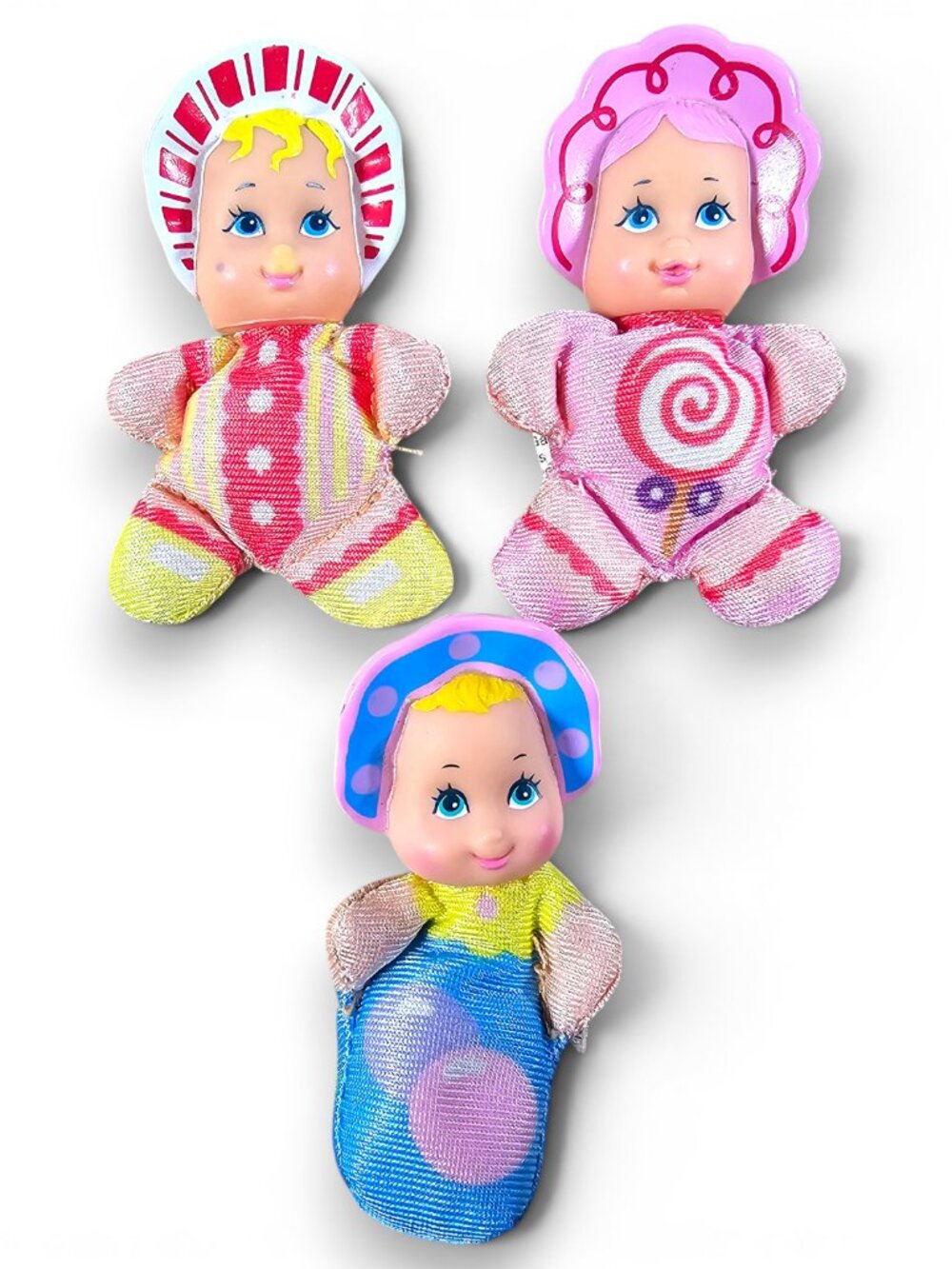 Galoob So Small Babies Lot of 3 Beanbag Mini Dolls Lollipop Vintage 1989 2.5"